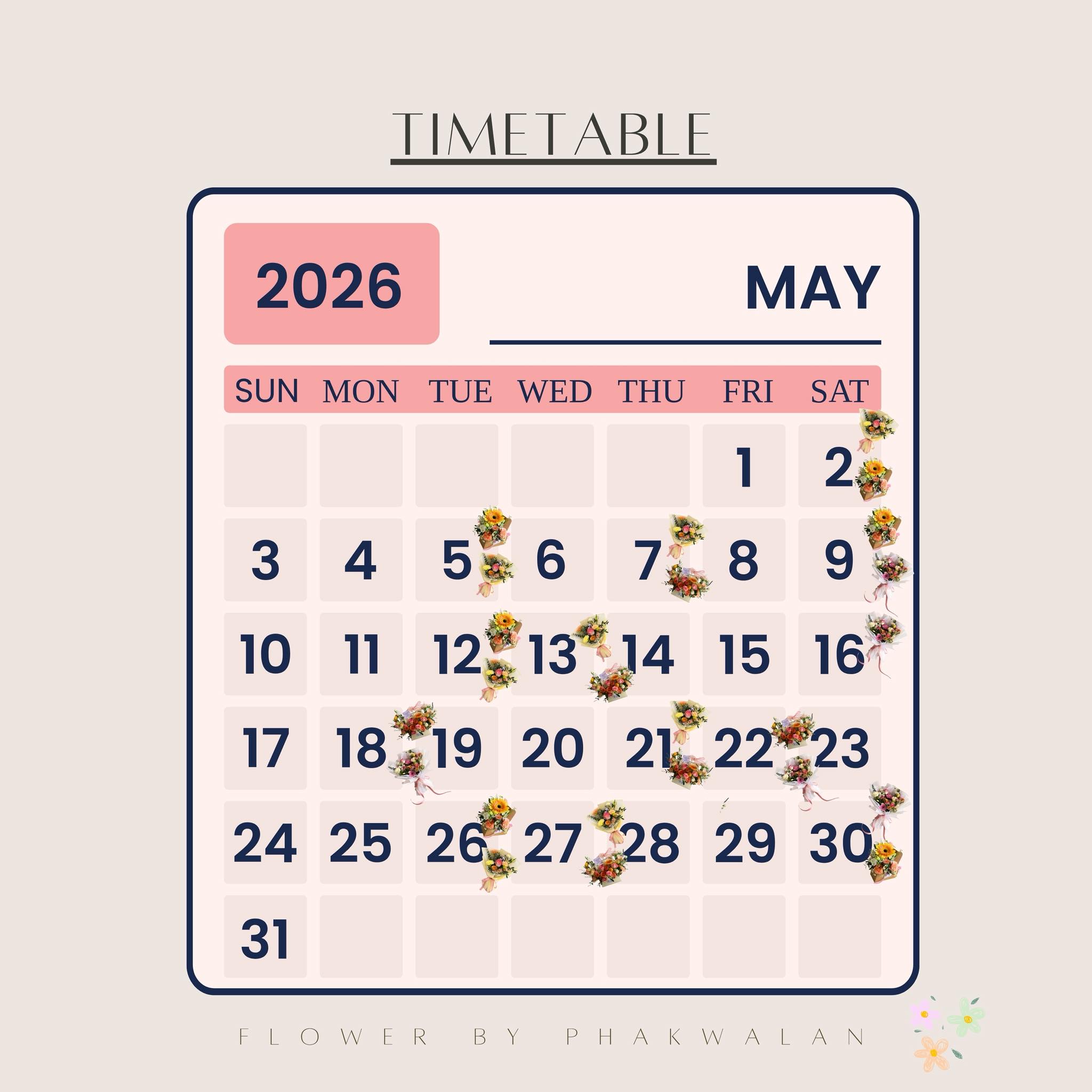 workshop ดอกไม้ timetable เดือนนี้ Flower by Phakwalan
